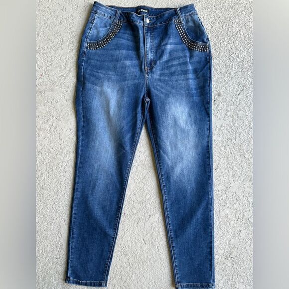 NWOT Vocal studded pocket dark Wash skinny Jean Sz 2XL - Picture 6 of 7